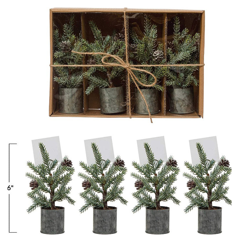 Faux Mini Pine Place Card Holder S/4