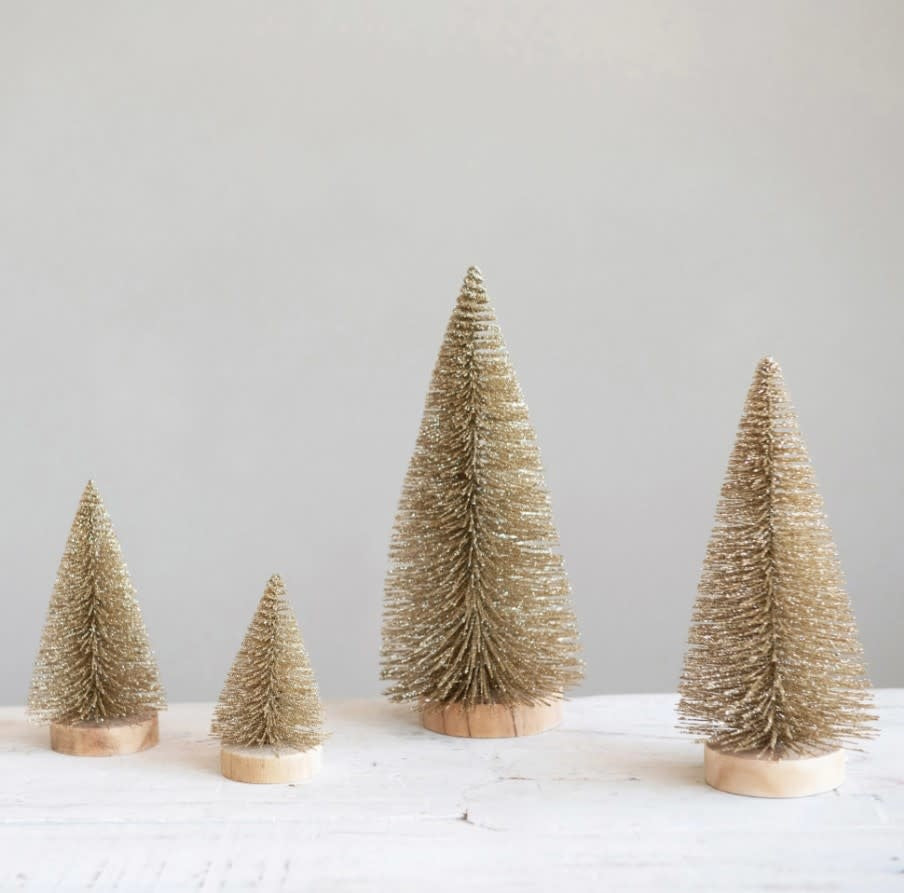 Gold Bottle Brush Tree S/4