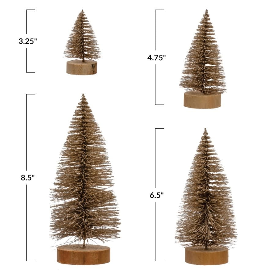 Gold Bottle Brush Tree S/4