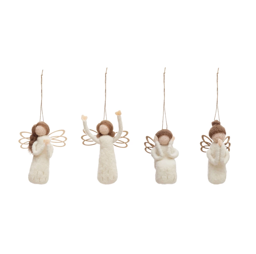 Wood Felt Angel Ornament Assorted