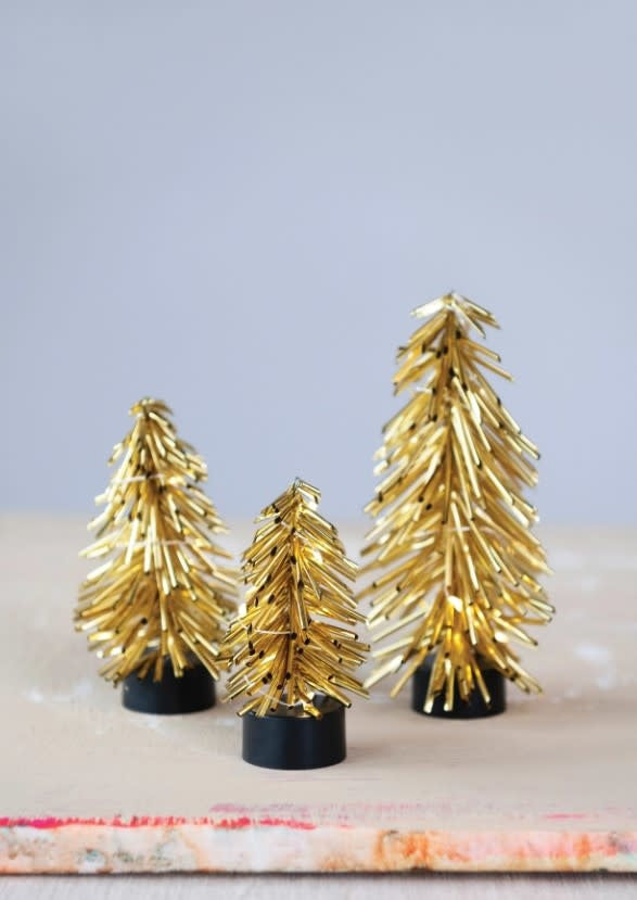 Gold Tubular Tree with Lights | 5in