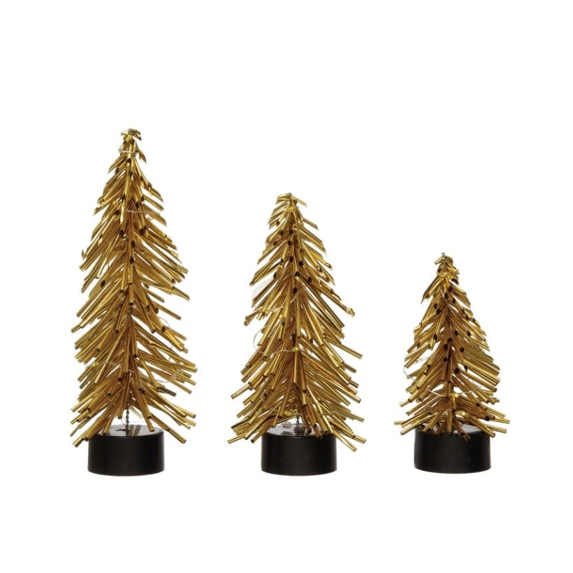Gold Tubular Tree with Lights | 5in