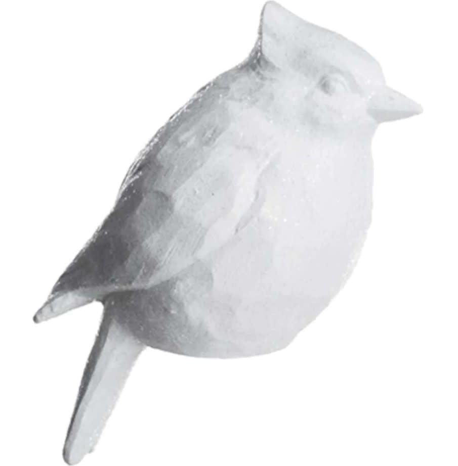 White Glittered Cardinal Bird | 8in Right