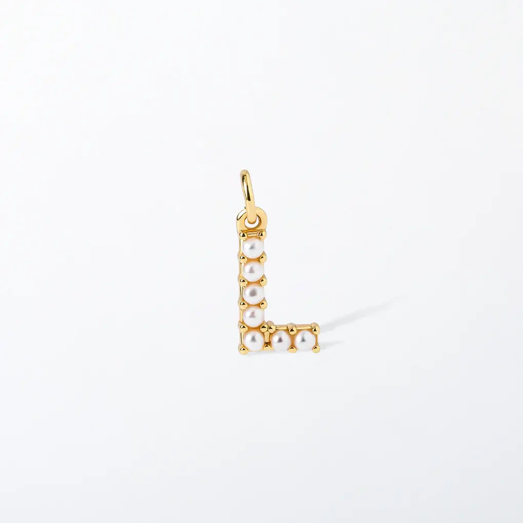 Pearl Initial Charm Pendant | L