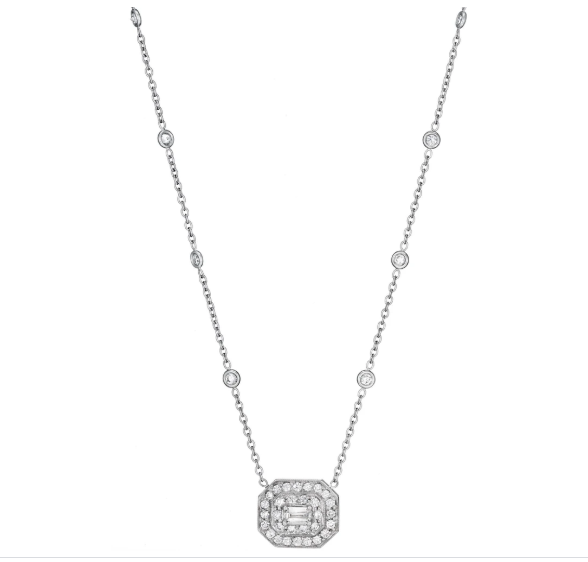 Emerald-Cut Art Deco Necklace | 1.55c 18k WG