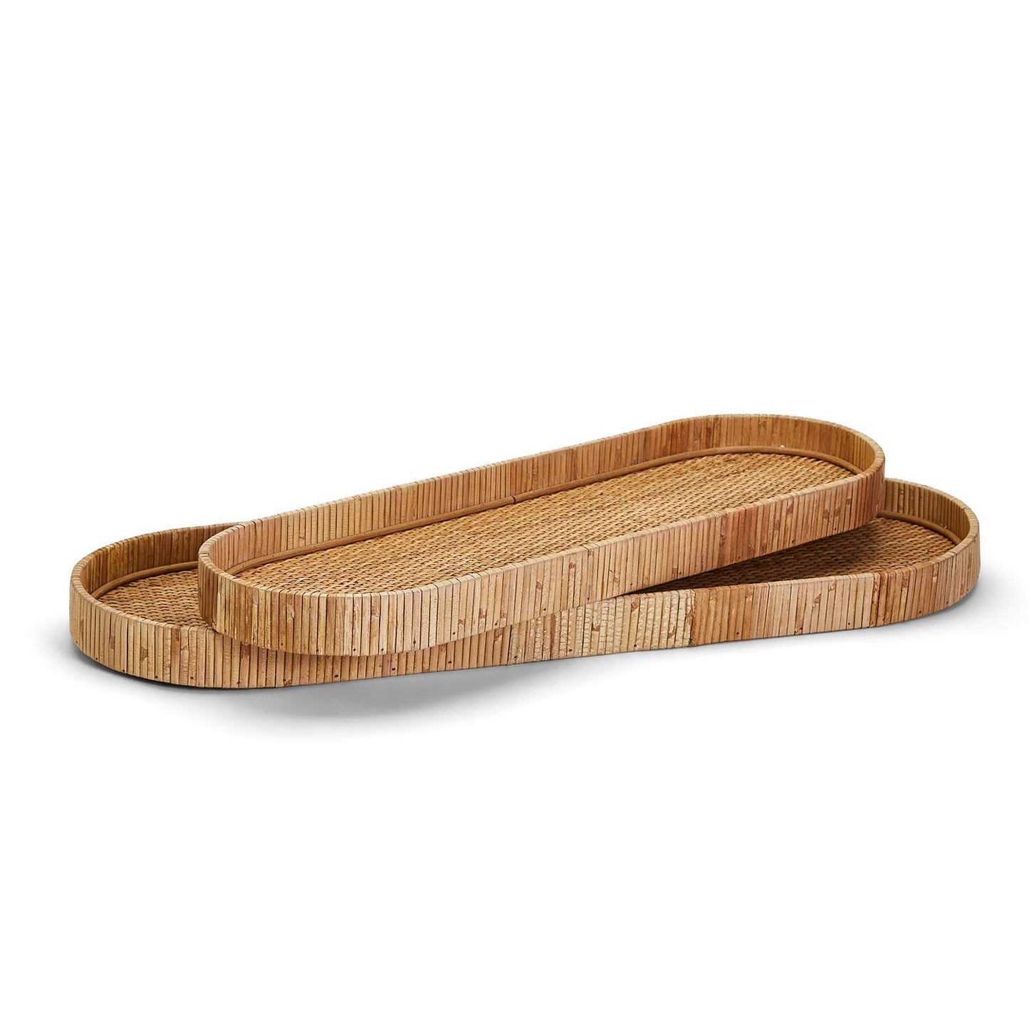 Long Hand-Crafted Natural Rattan Oval Tray