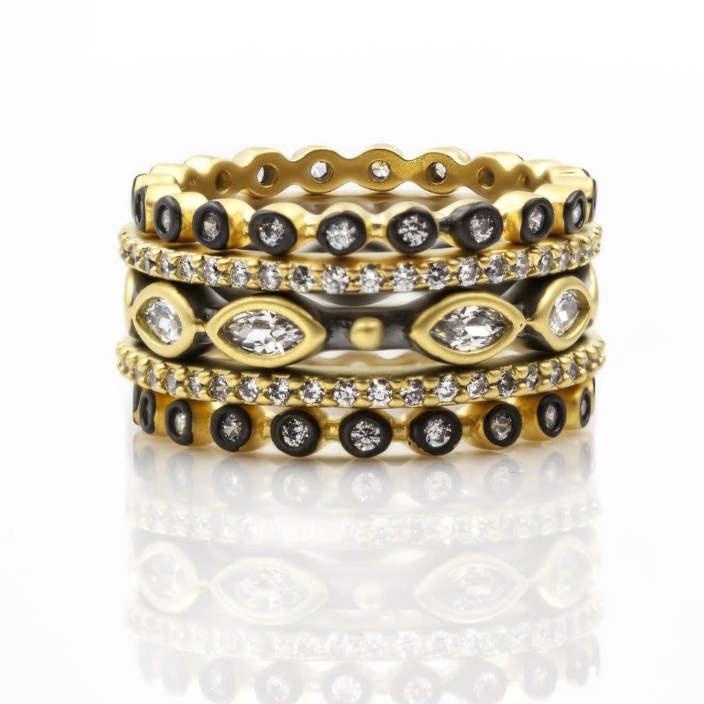 Signature Marquise 14k Gold & Rhodium 5 Stack Ring