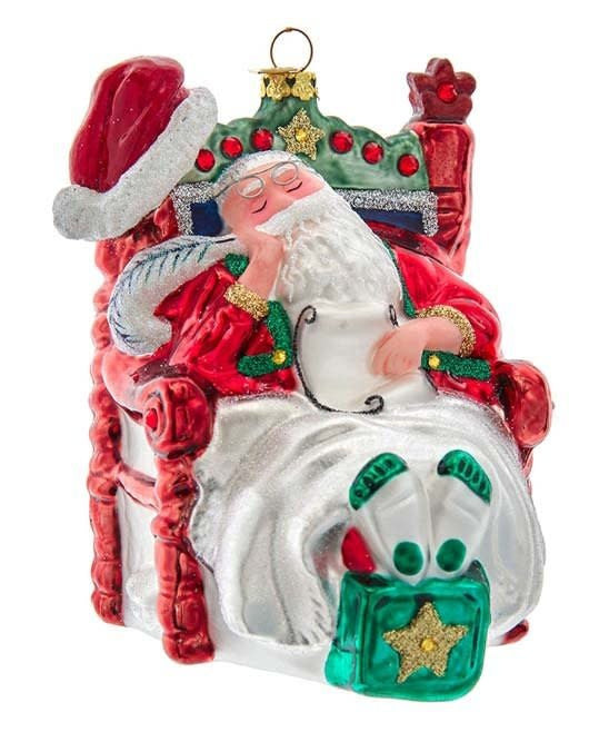 Snoozing in Santa's Chair Ornament