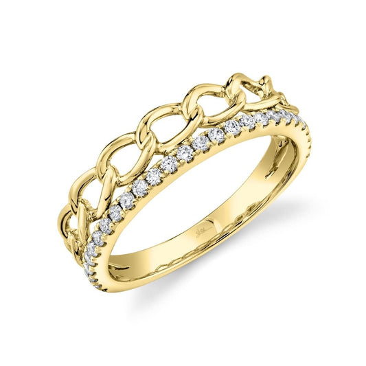 0.28Ct 14K YG Diamond & Chain Link Ring