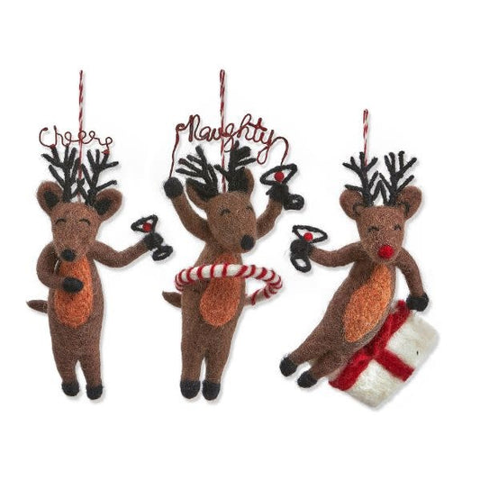 Party Like A Reindeer Felt Ornament