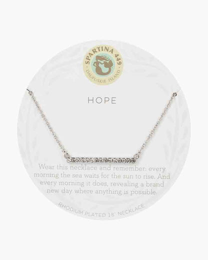 Hope Bar Silver Rhodium Plate Necklace, 18-21"