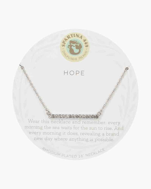 Hope Bar Silver Rhodium Plate Necklace, 18-21"