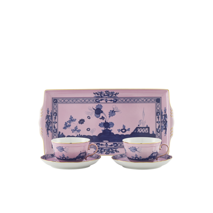 Ginori 1735 Oriente Italiano Azalea Tea Set of 2 with Tray | 5Piece