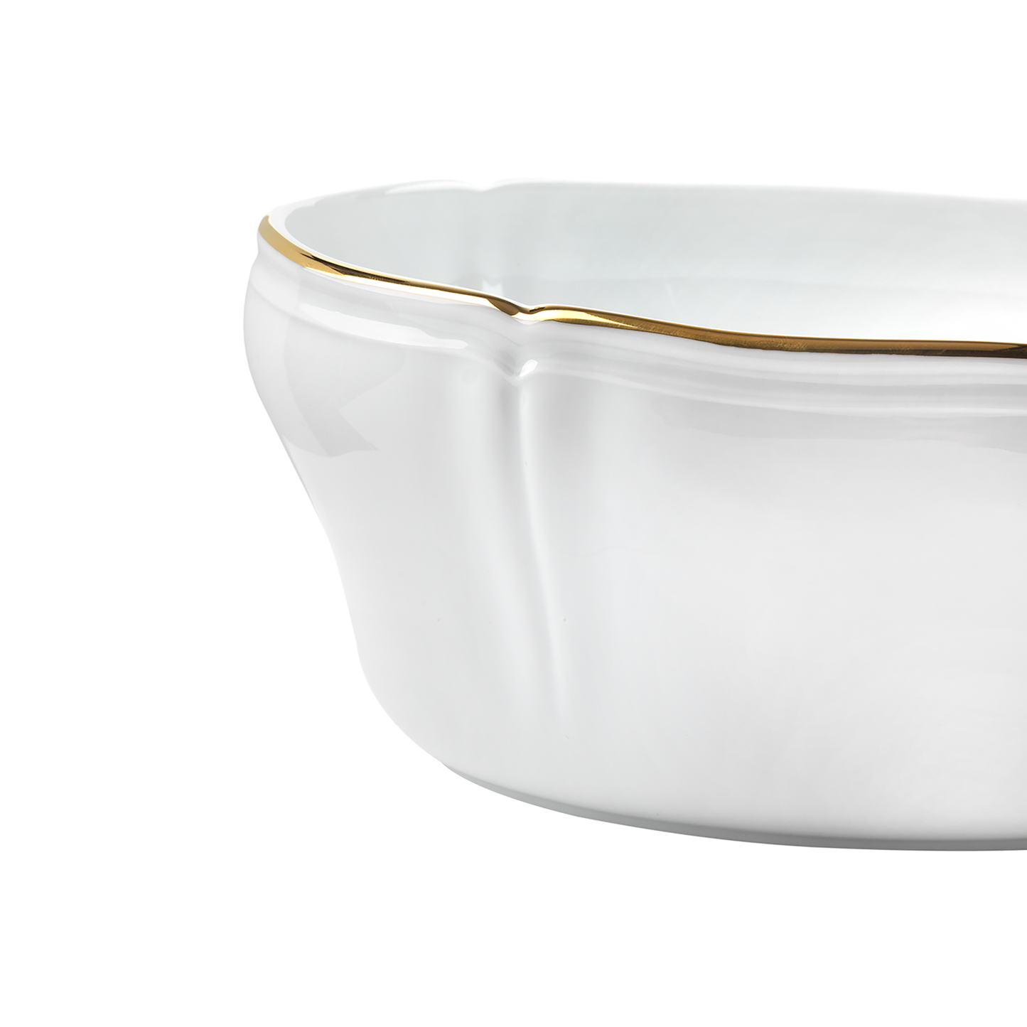 Ginori 1735 Corona Oro Brillante Oval Salad Bowl  | 9.75in