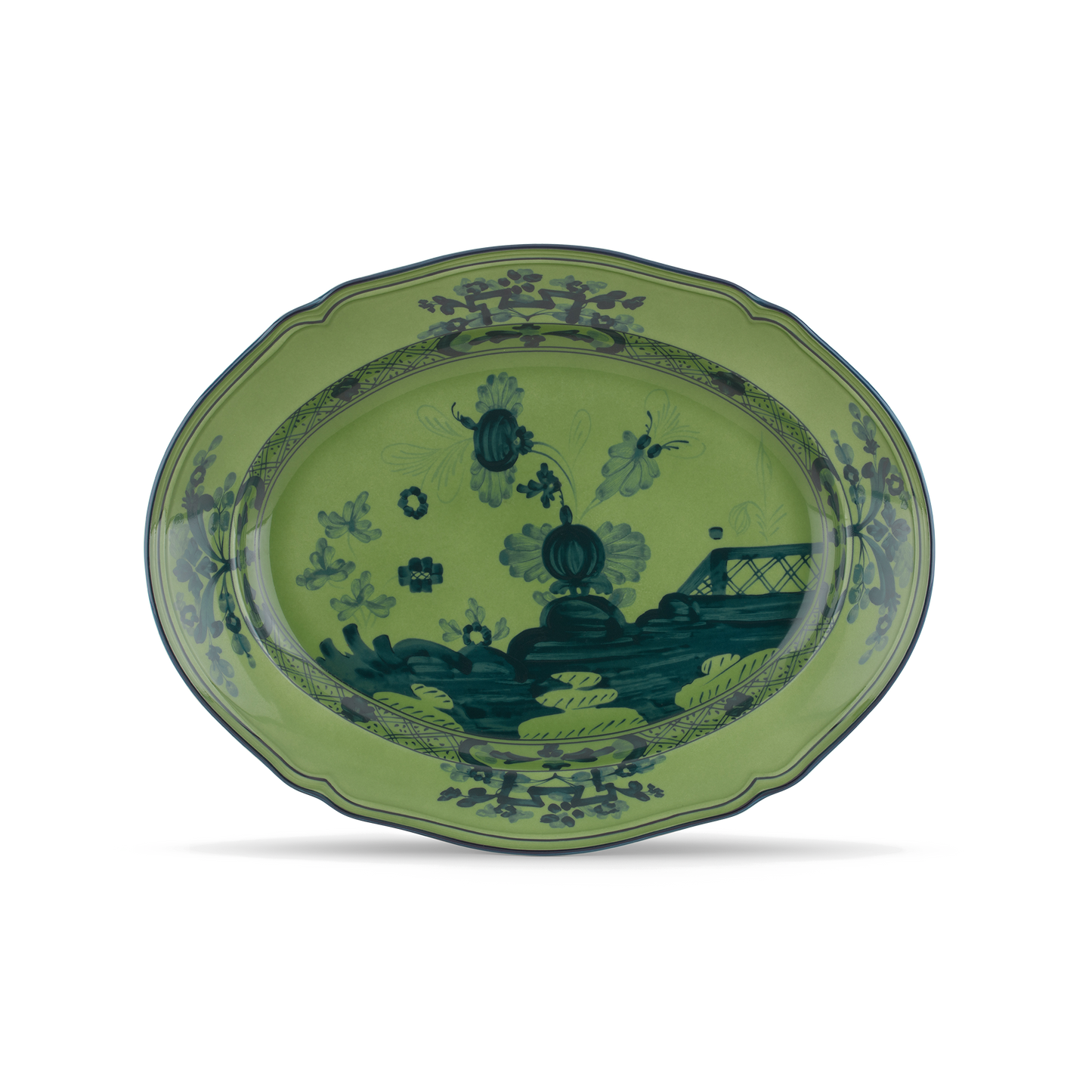 Ginori 1735 Oriente Italiano Malachite Oval Platter | 13.5in