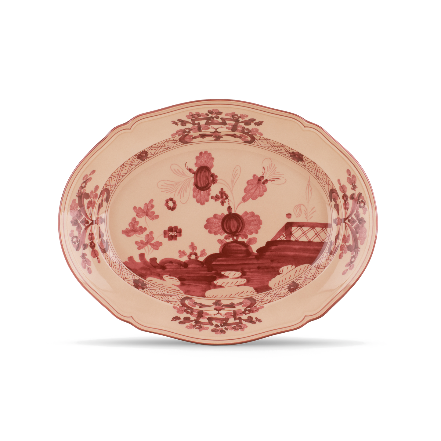 Ginori 1735 Oriente Italiano Vermiglio Oval Flat Platter | 13.5in