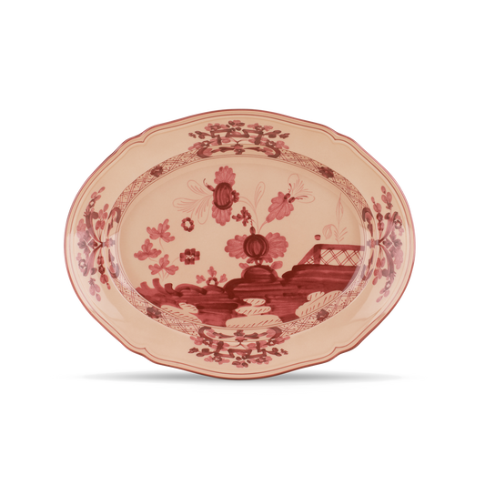 Ginori 1735 Oriente Italiano Vermiglio Oval Flat Platter | 13.5in