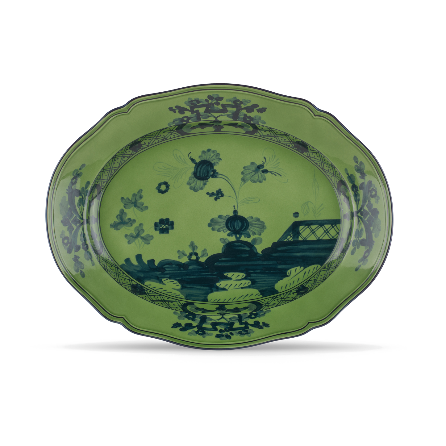 Ginori 1735 Oriente Italiano Malachite Oval Flat Platter | 15in