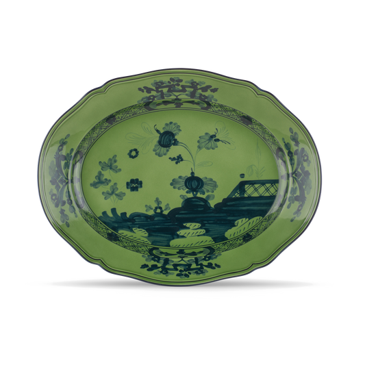 Ginori 1735 Oriente Italiano Malachite Oval Flat Platter | 15in