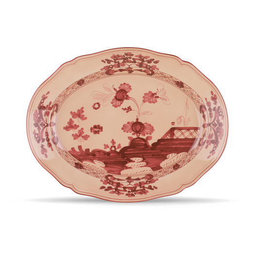 Ginori 1735 Oriente Italiano Vermiglio Oval Flat Platter | 15in