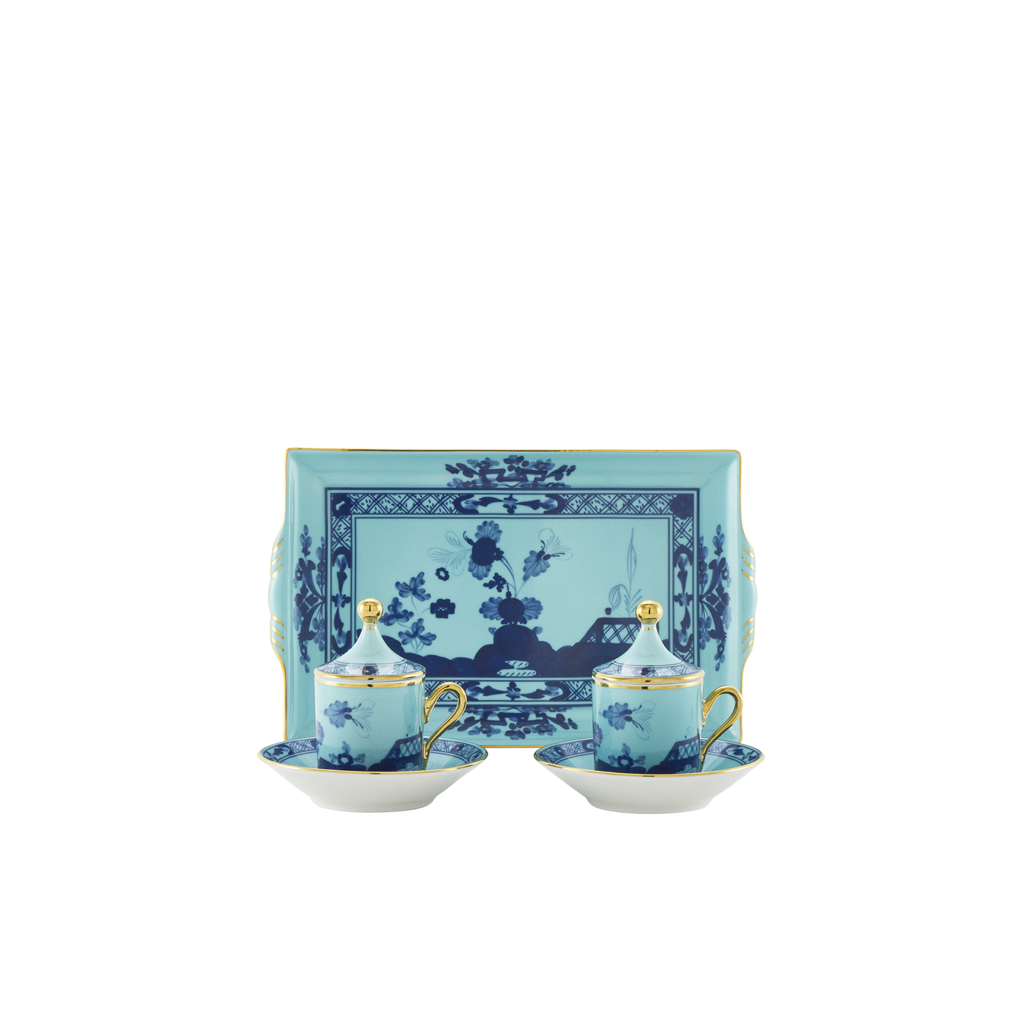 Ginori 1735 Oriente Italiano Iris Coffee Set of 2 with Tray | 7Piece