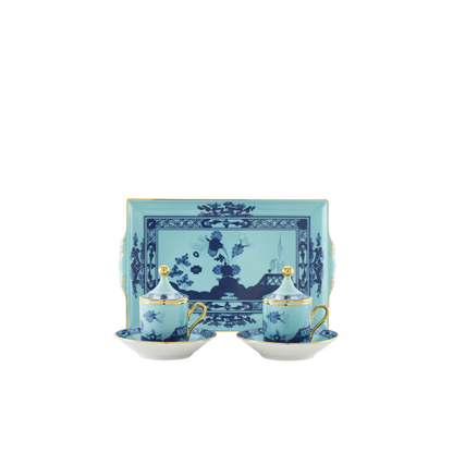 Ginori 1735 Oriente Italiano Iris Coffee Set of 2 with Tray | 7Piece