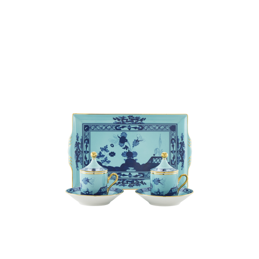 Ginori 1735 Oriente Italiano Iris Coffee Set of 2 with Tray | 7Piece
