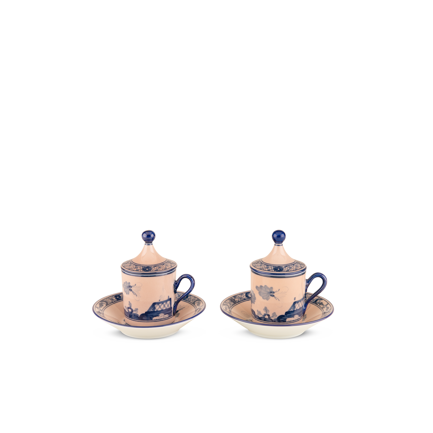 Ginori 1735 Oriente Italiano Cipria Coffee Cup with Plate + Cover