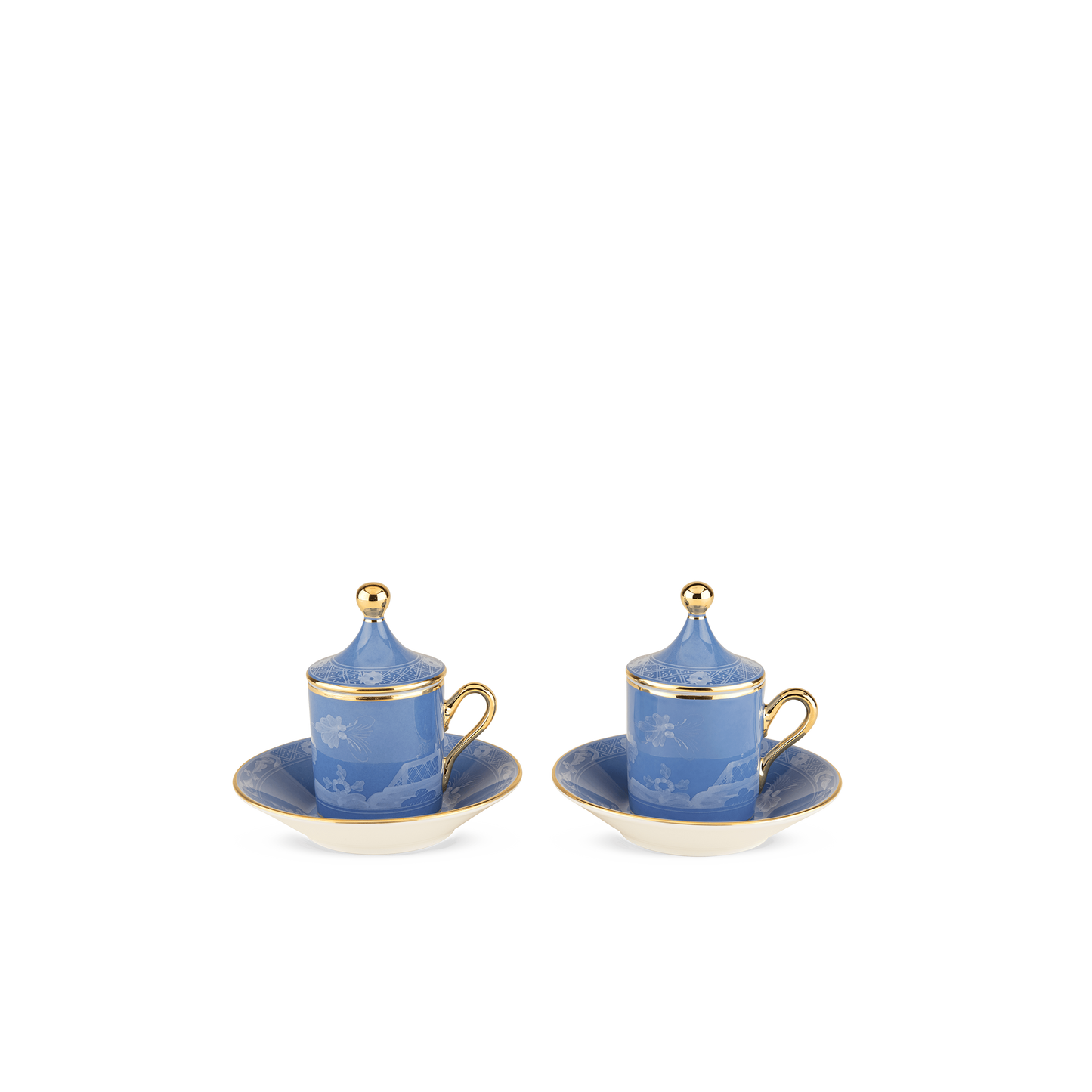 Ginori 1735 Oriente Italiano Pervinca Coffee Cup with Plate + Cover