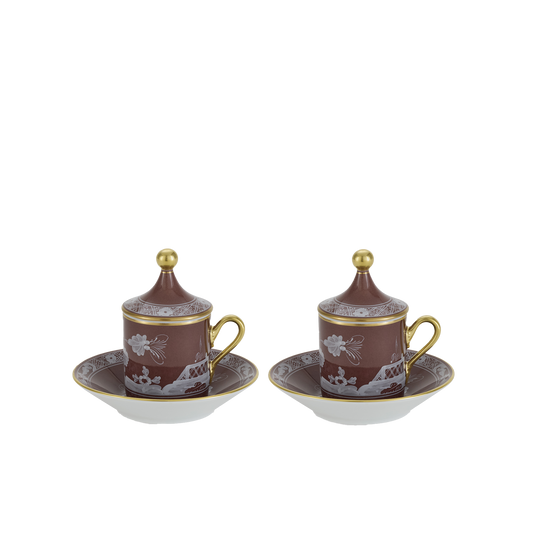 Ginori 1735 Oriente Italiano Castagna Tête À Tête Coffee Set