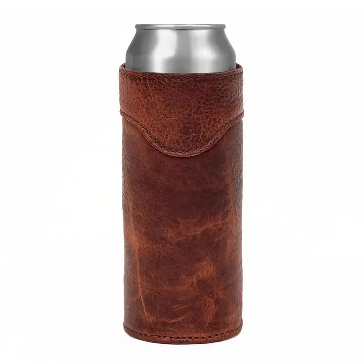 Leather Slim Can Koozie | Smoke