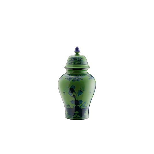 Ginori 1735 Oriente Italiano Malachite Potiche Vase with Cover | 12.2in