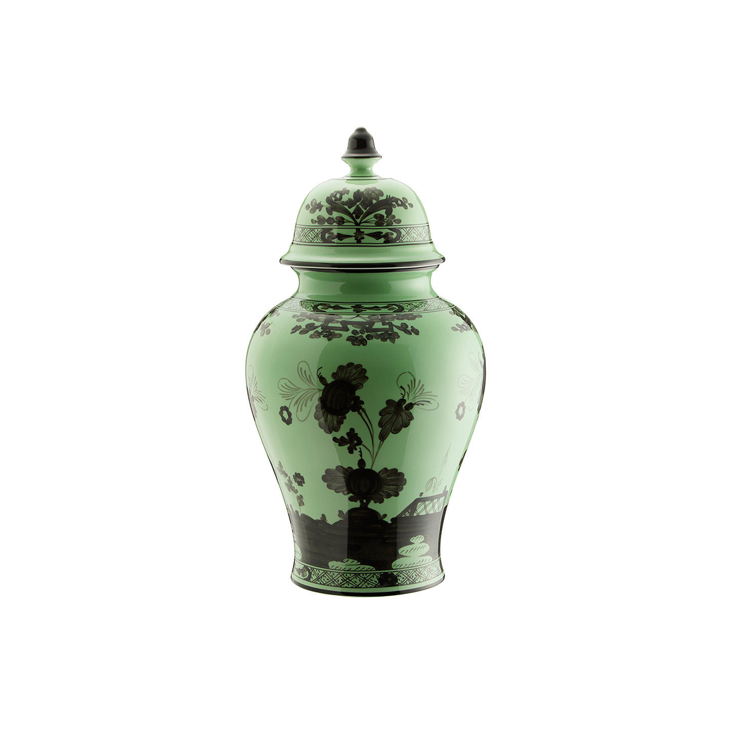 Ginori 1735 Oriente Italiano Bario Potiche Vase with Cover | 12.2in