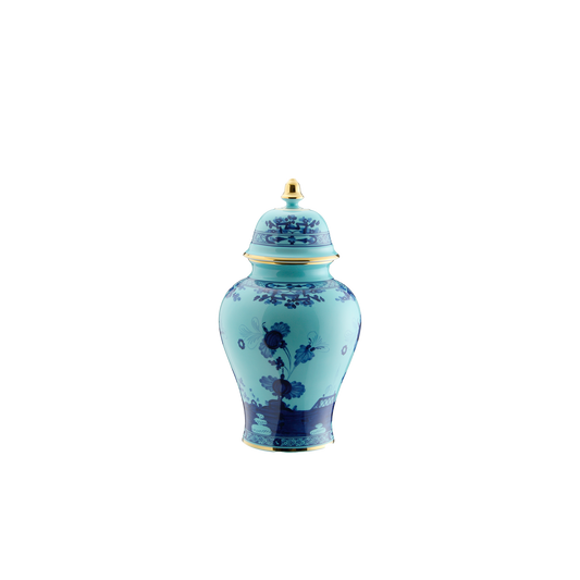 Ginori 1735 Oriente Italiano Iris Potiche Vase with Cover | 12.2in