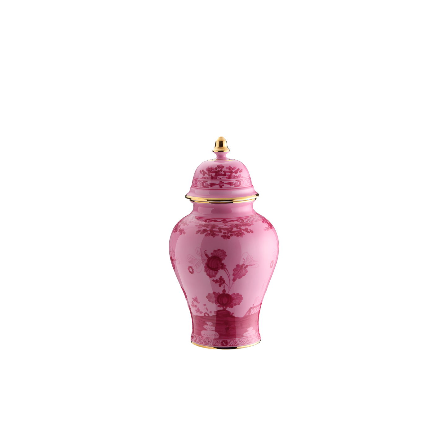 Ginori 1735 Oriente Italiano Porpora Potiche Vase with Cover | 12.2in