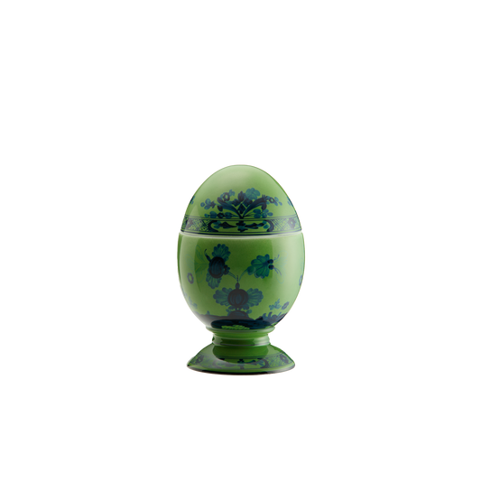 Ginori 1735 Oriente Italiano Malachite Vide Poche Egg with Cover | 8.25in