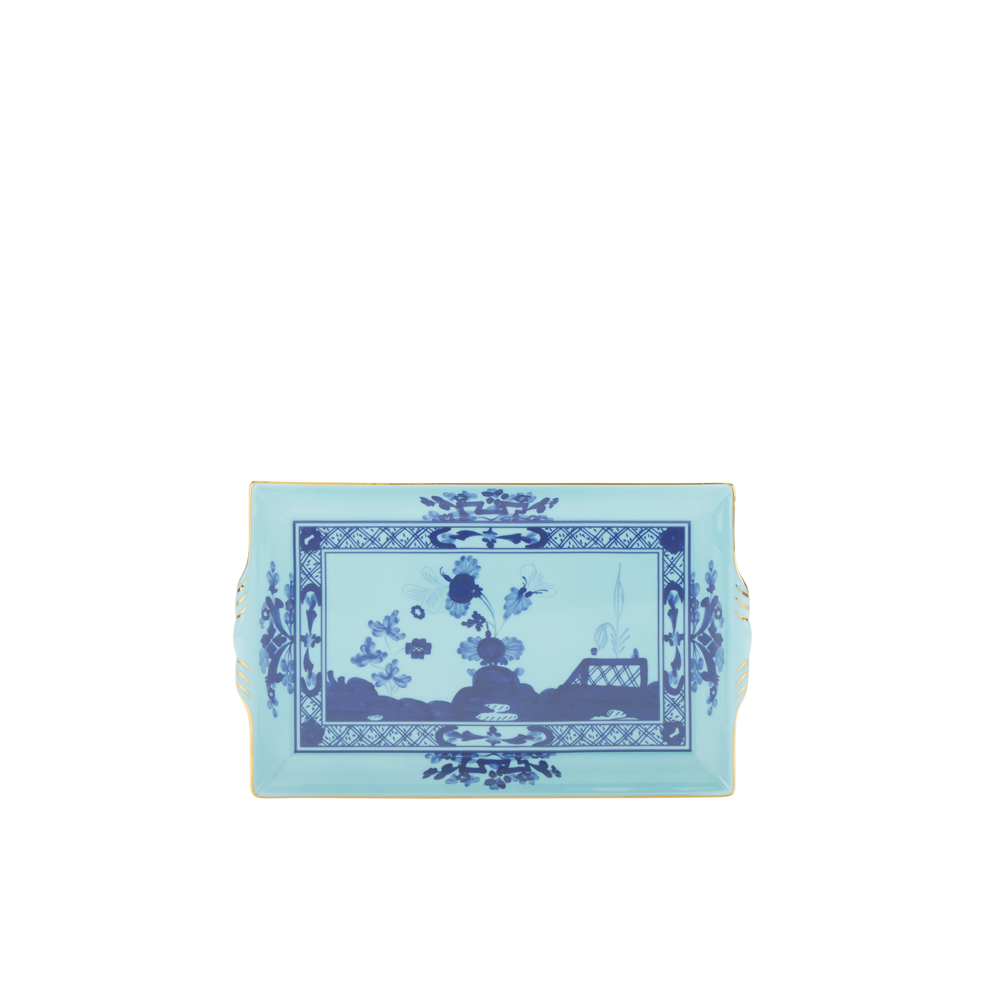 Ginori 1735 Oriente Italiano Iris Rectangular Tray with Handles | 9.2x6in
