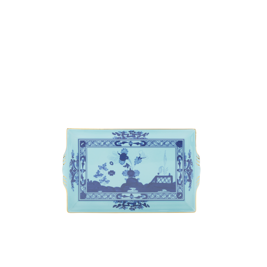 Ginori 1735 Oriente Italiano Iris Rectangular Tray with Handles | 9.2x6in
