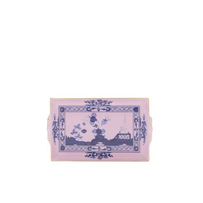 Ginori 1735 Oriente Italiano Azalea Rectangular Tray with Handles | 9.2x6in