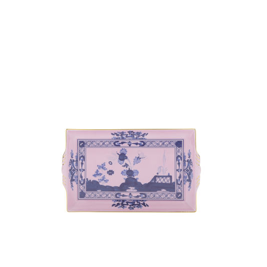 Ginori 1735 Oriente Italiano Azalea Rectangular Tray with Handles | 9.2x6in