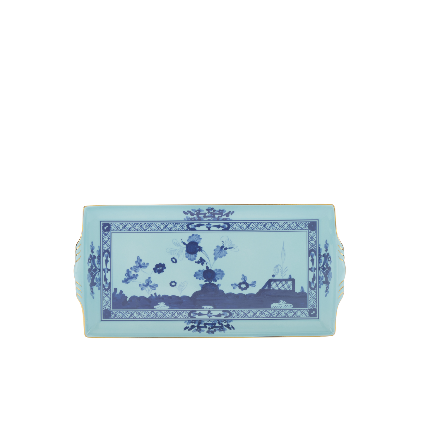 Ginori 1735 Oriente Italiano Iris Rectangular Tray with Handles | 13.2 x7in