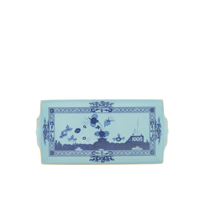 Ginori 1735 Oriente Italiano Iris Rectangular Tray with Handles | 13.2 x7in
