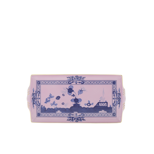 Ginori 1735 Oriente Italiano Azalea Rectangular Tray with Handles | 13.2x7in