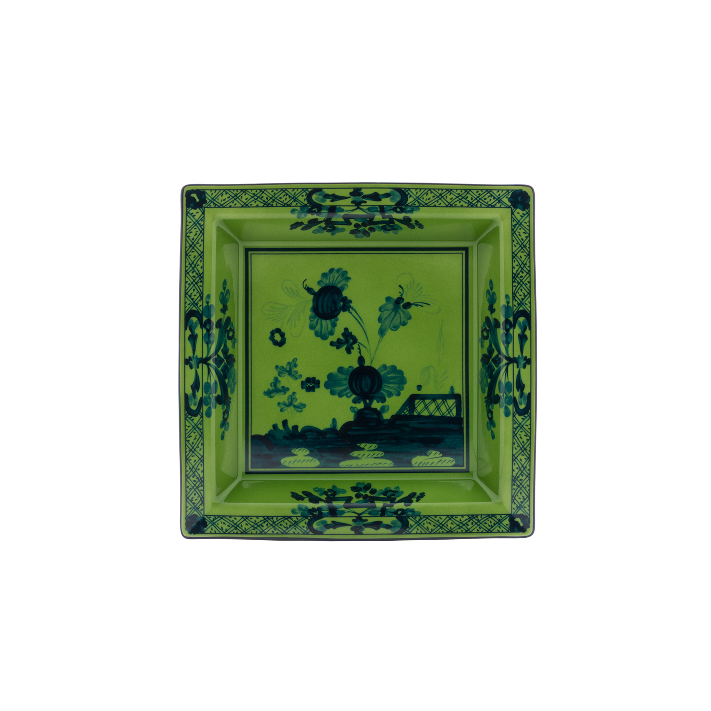 Ginori 1735 Oriente Italiano Malachite Vide Poche Large Squared Change Tray | 9.64in