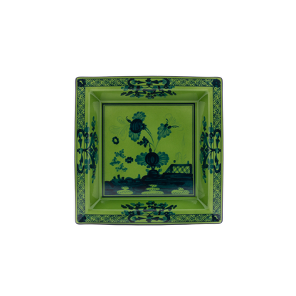 Ginori 1735 Oriente Italiano Malachite Vide Poche Large Squared Change Tray | 9.64in