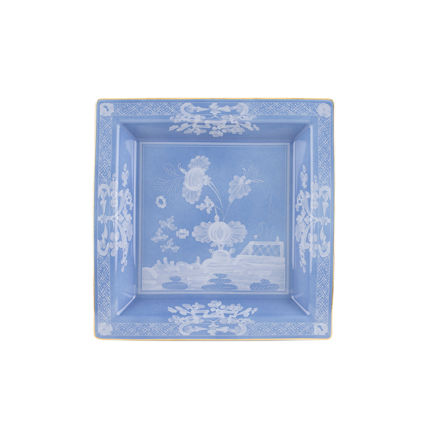 Ginori 1735 Oriente Italiano Pervinca Vide Poche Large Squared Change Tray | 9.64in
