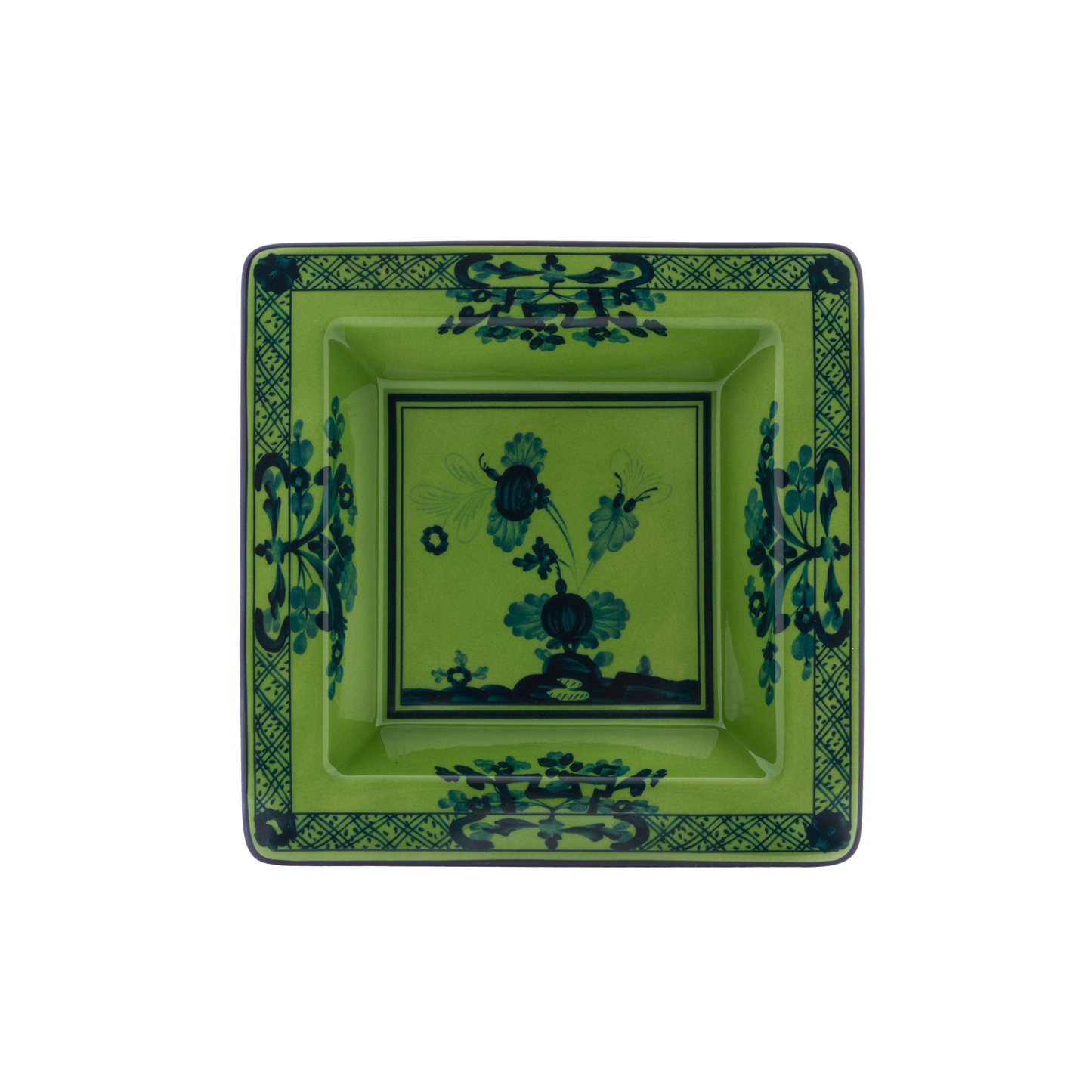 Ginori 1735 Oriente Italiano Malachite Vide Poche Small Squared Change Tray | 7in