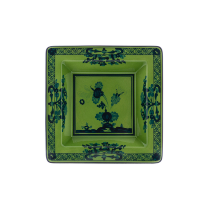 Ginori 1735 Oriente Italiano Malachite Vide Poche Small Squared Change Tray | 7in