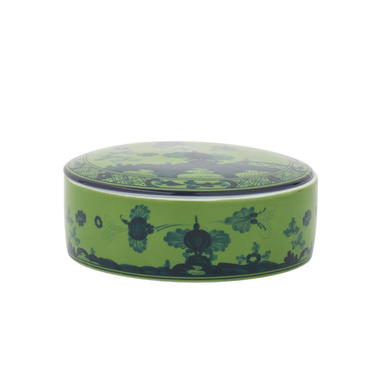 Ginori 1735 Oriente Italiano Malachite Round Box with Cover | 5in