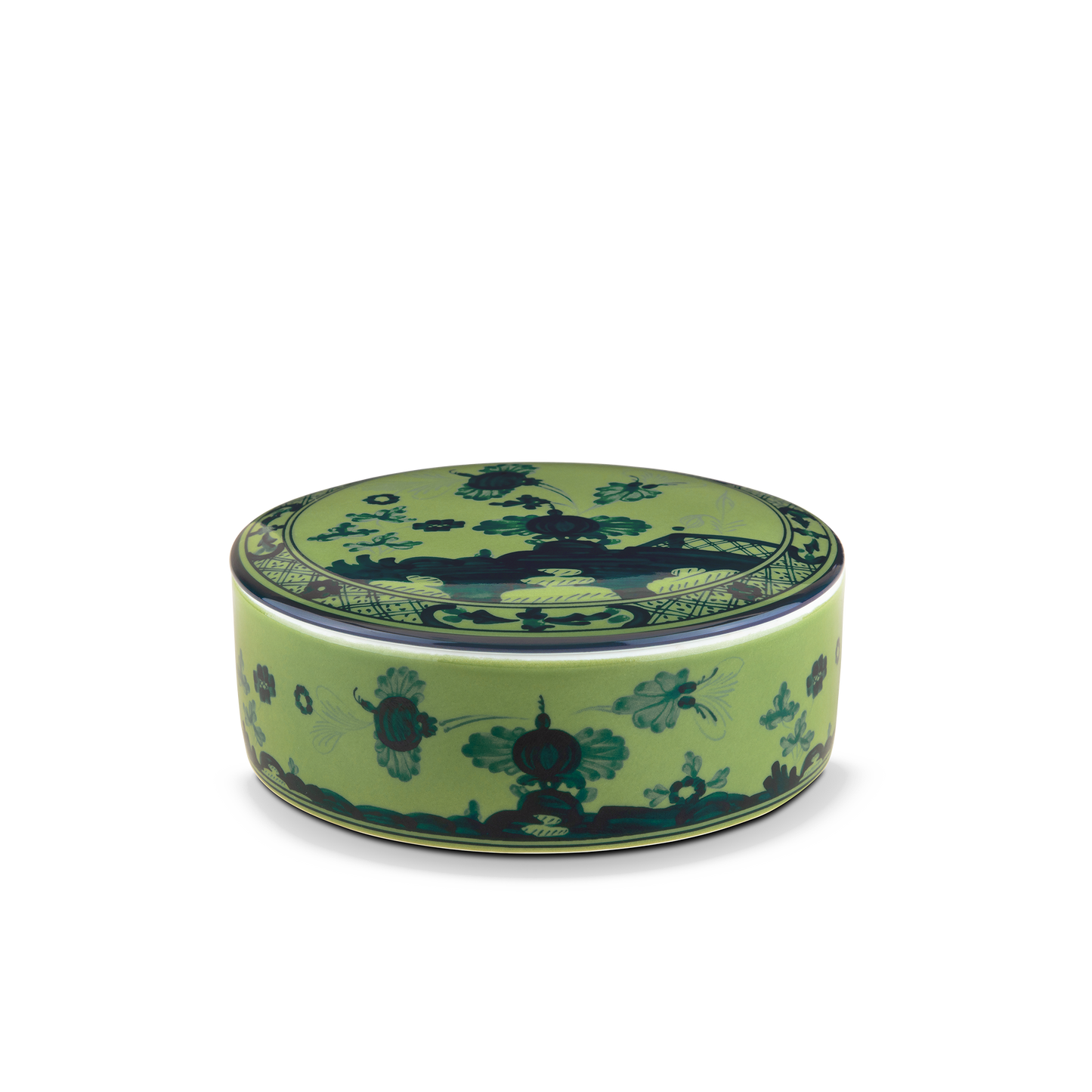 Ginori 1735 Oriente Italiano Malachite Round Box with Cover | 5in